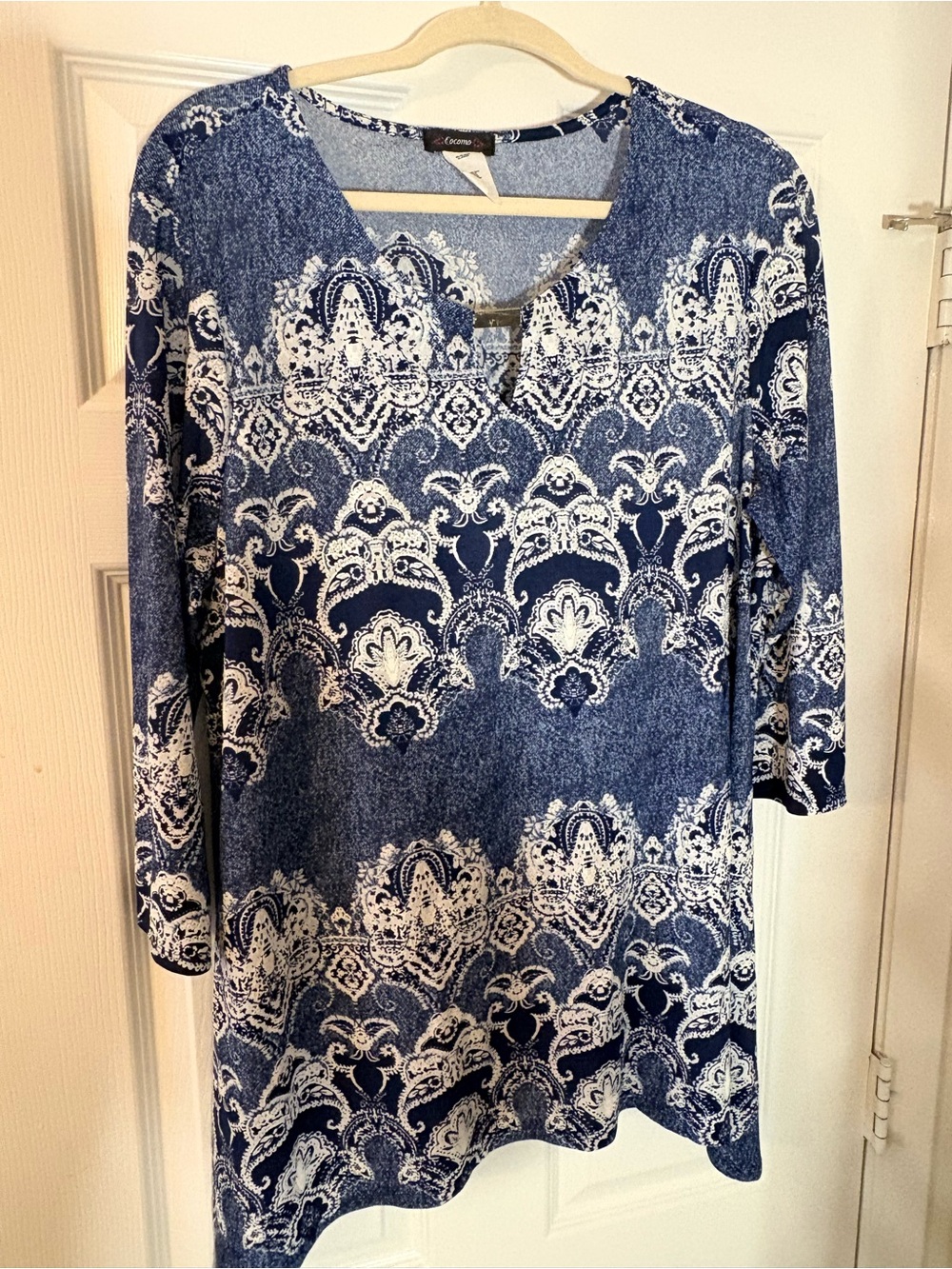 Cocomo Navy Blue and White Printed Top